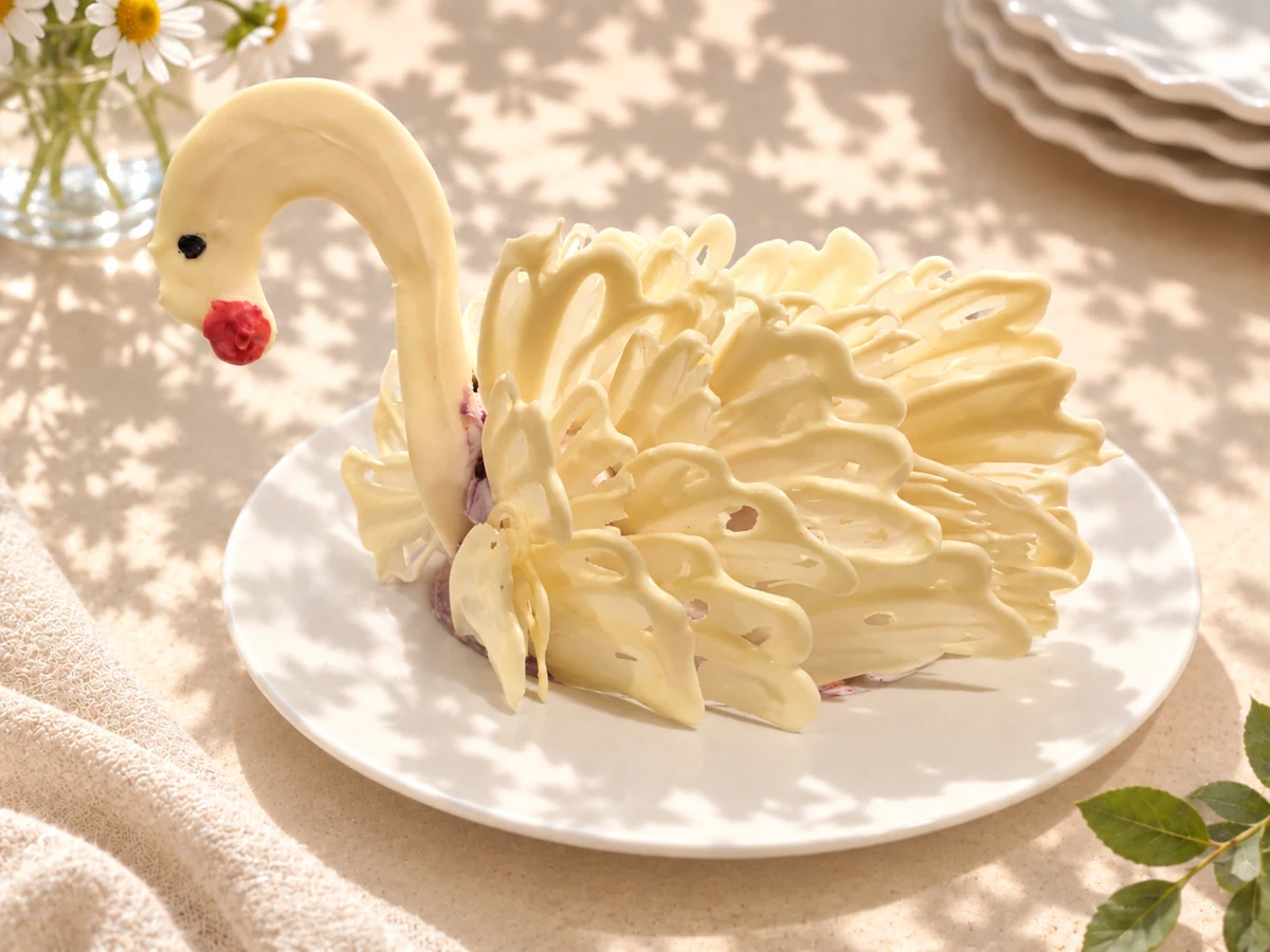 Swan chocolate cream chiffon cake