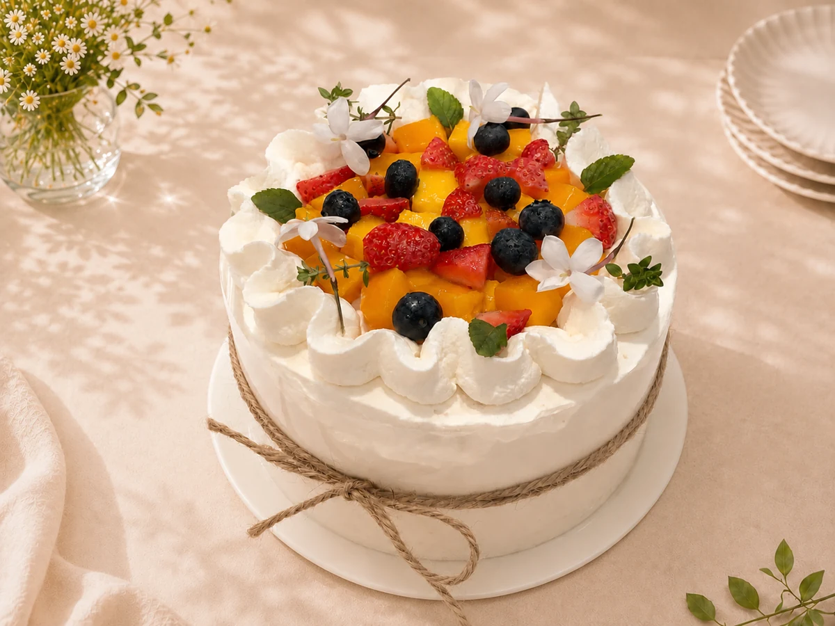 Fruit cream chiffon cake · B