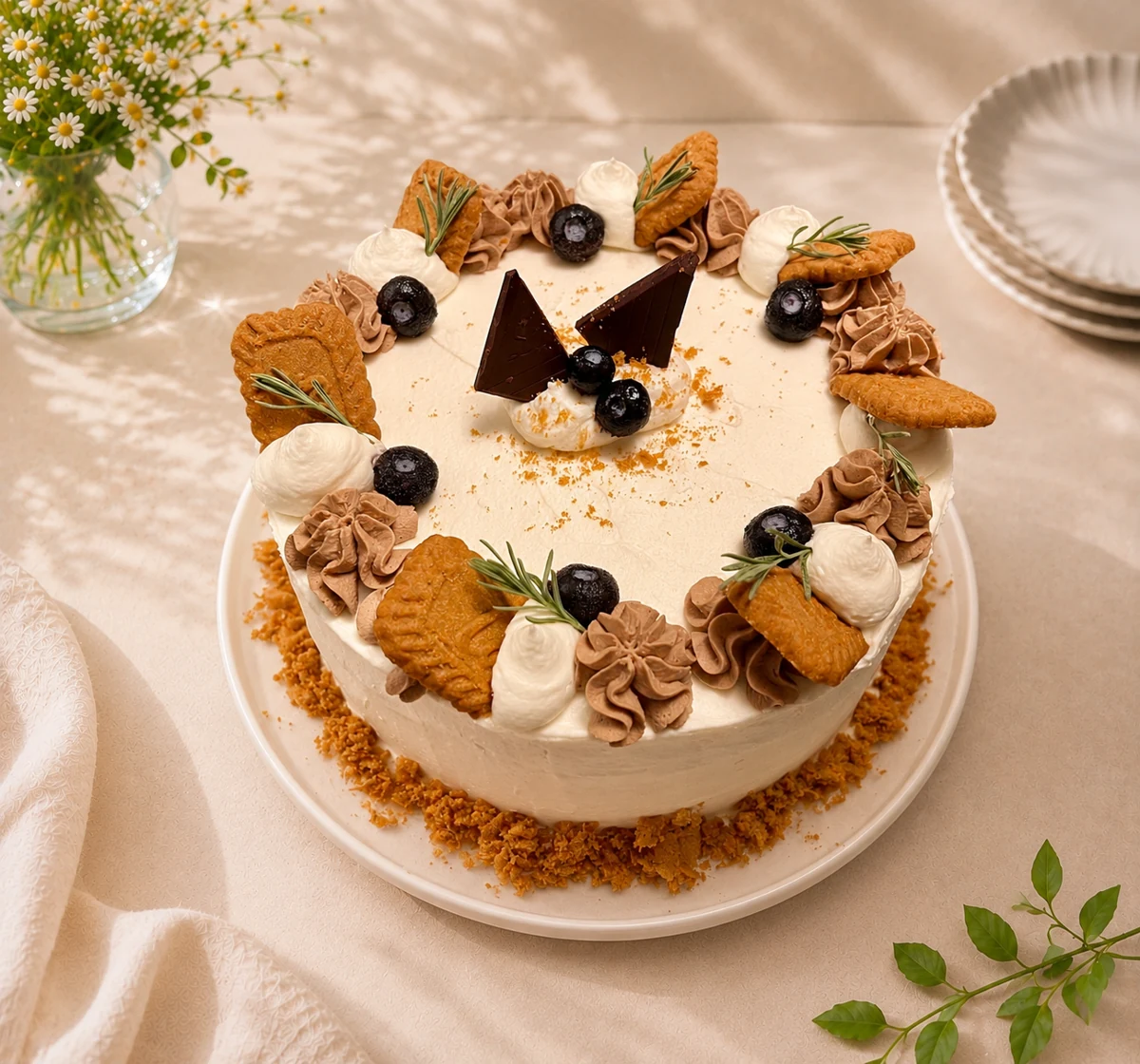 Fruit and cookie cream cake