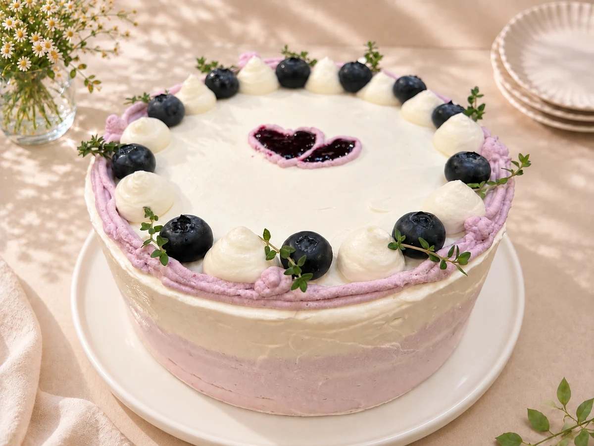 Blueberry cream chiffon cake