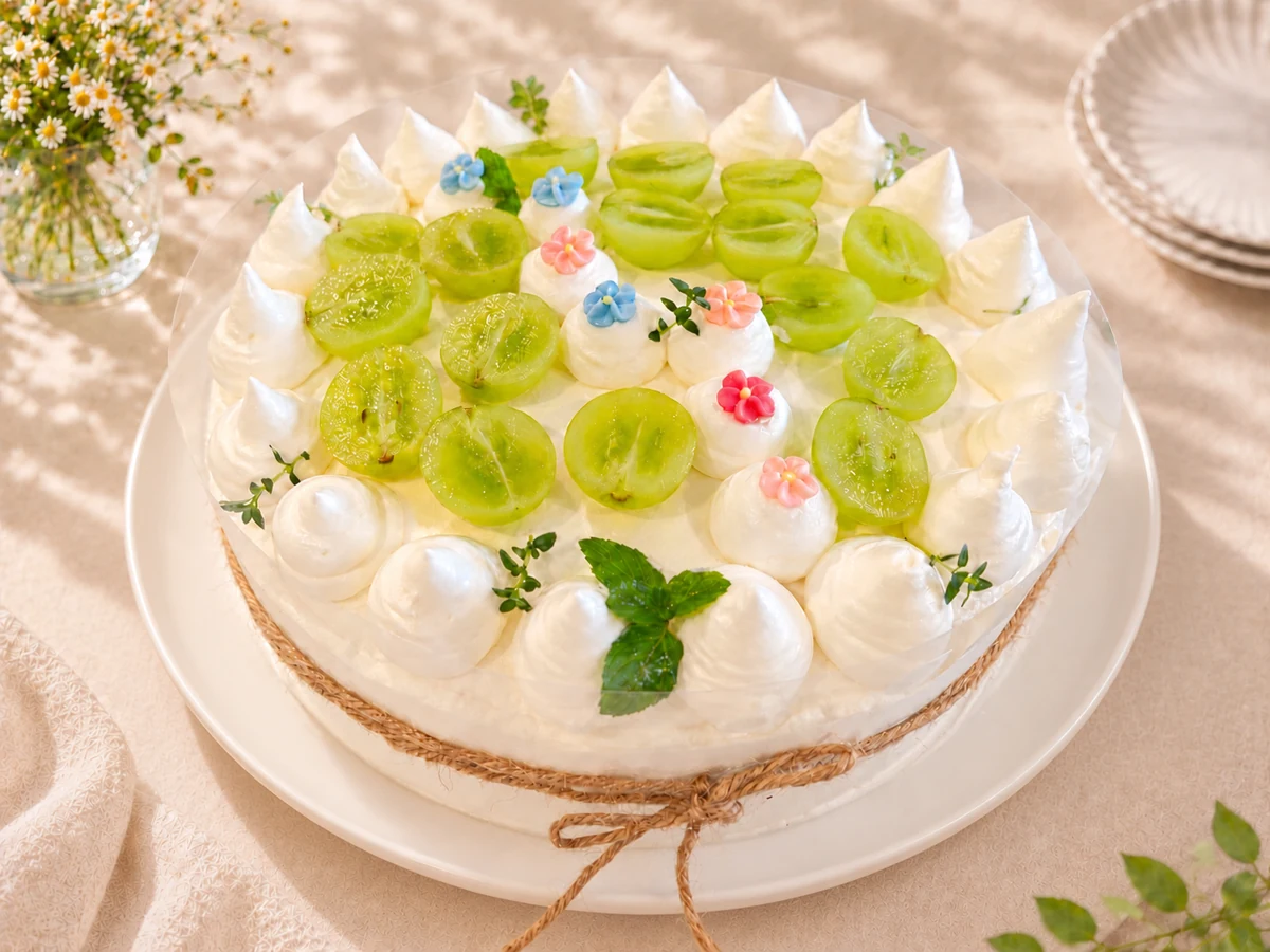 Green grape cream chiffon cake